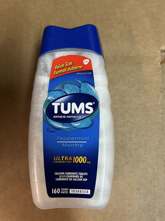 Tums Peppermint Ultra Strength 1000 Antacid 160 Chewable Tablets