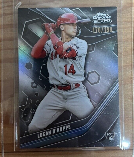 2023 Topps Chrome Black Logan OHoppe Rookie 42 REFRACTOR CARD 199 Angels