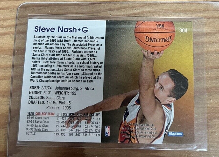 199697 NBA Hoops 304 Steve Nash RC Rookie Phoenix Suns Basketball Card