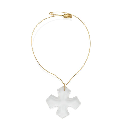 Baccarat Crystal and Gold Cross Necklace
