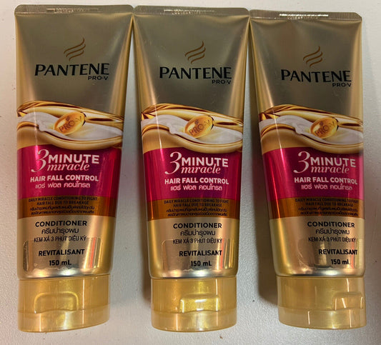 3x Pantene ProV 3 Minute Miracle Hair Fall Control Conditioner 150ml