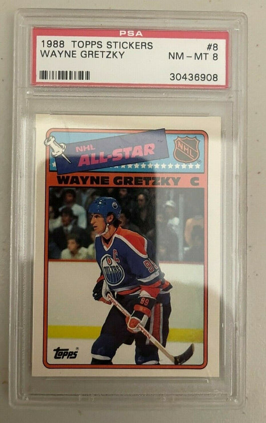 Wayne Gretzky 1988 Topps Sticker #8 PSA 8